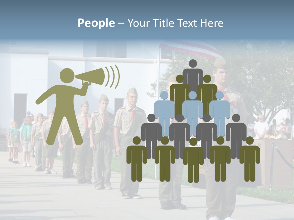 A Group Of Military Men Walking Down A Street PowerPoint Template