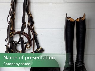 Tack Black Riding Boots Riding Boots PowerPoint Template