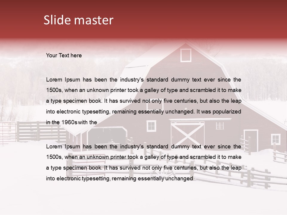 Red Barn Agriculture Snow PowerPoint Template