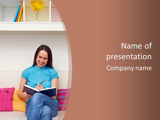 Glad Brunette Sit PowerPoint Template