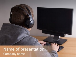 Audio Desktop Computer PowerPoint Template