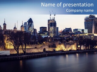 City Of London River Tower Of London PowerPoint Template