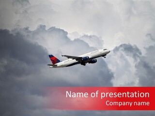 Blue Airliner Color PowerPoint Template