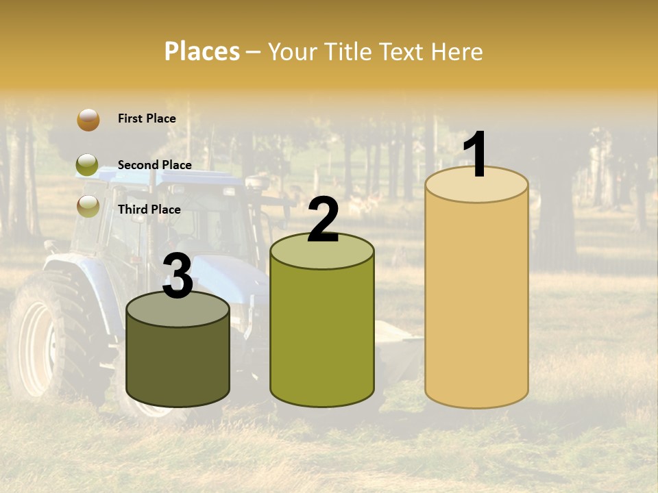 A Tractor In A Field With Trees In The Background PowerPoint Template