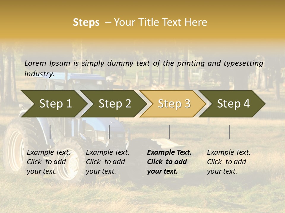 A Tractor In A Field With Trees In The Background PowerPoint Template