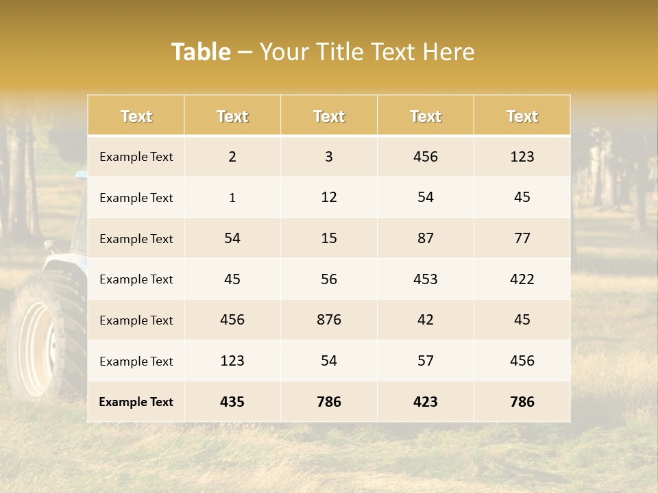 A Tractor In A Field With Trees In The Background PowerPoint Template