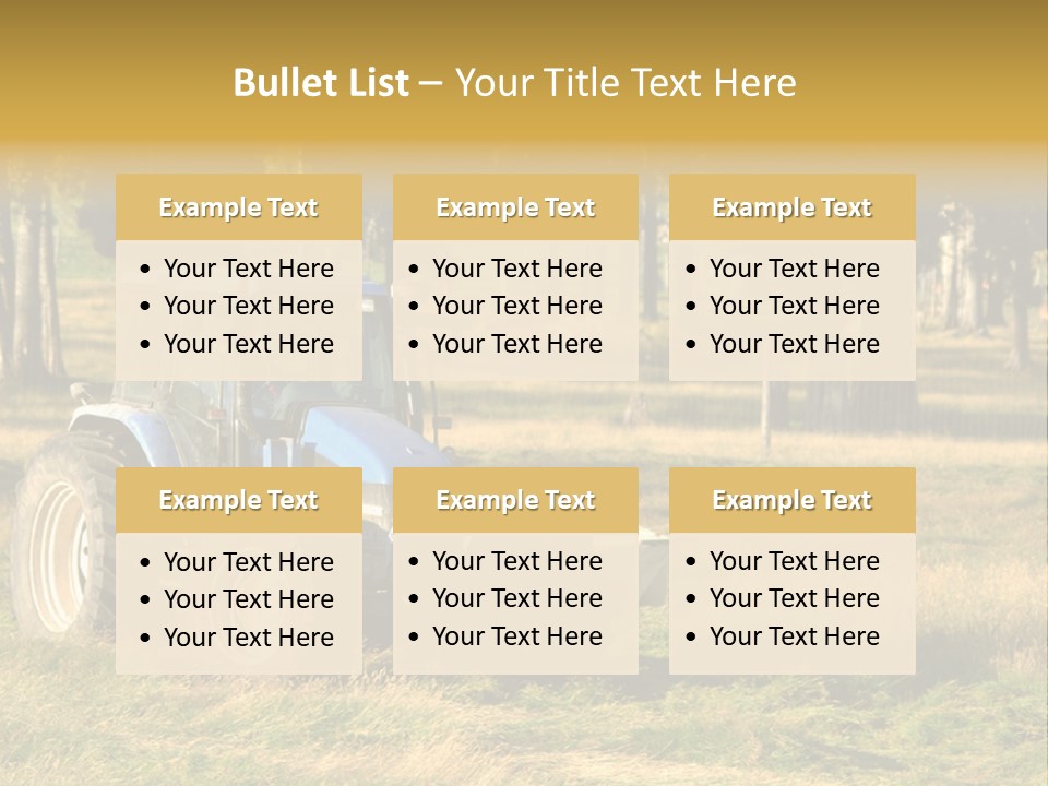 A Tractor In A Field With Trees In The Background PowerPoint Template