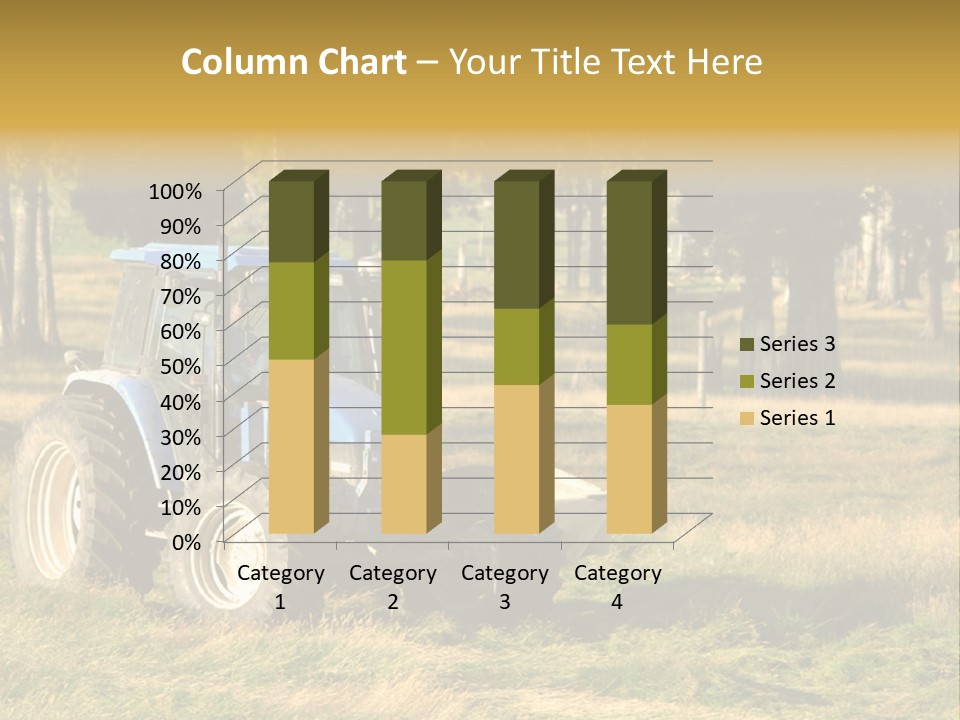 A Tractor In A Field With Trees In The Background PowerPoint Template