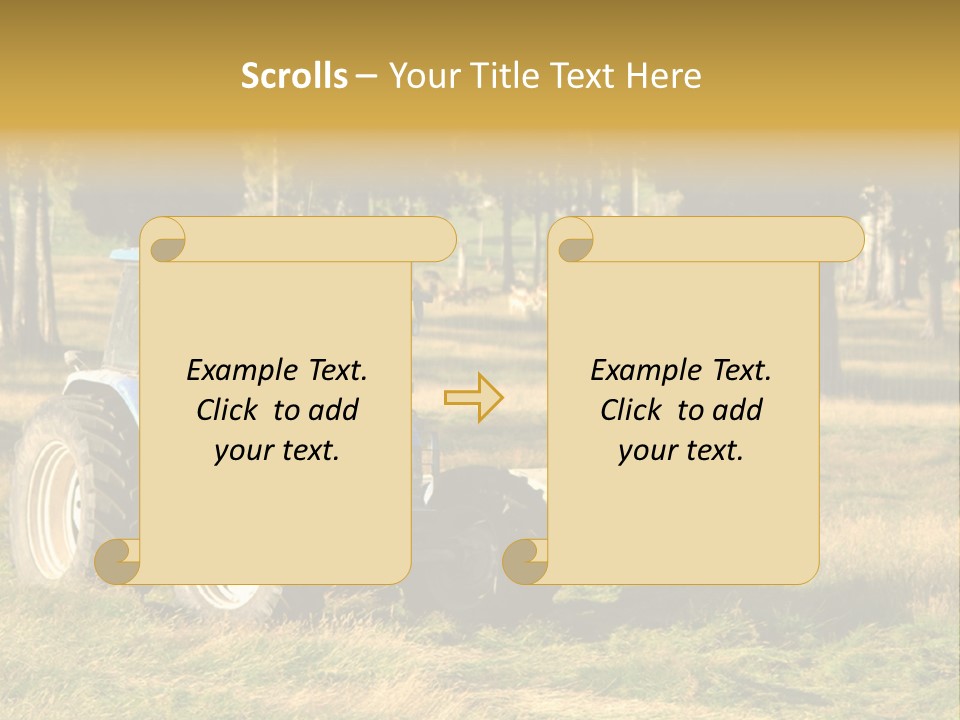 A Tractor In A Field With Trees In The Background PowerPoint Template