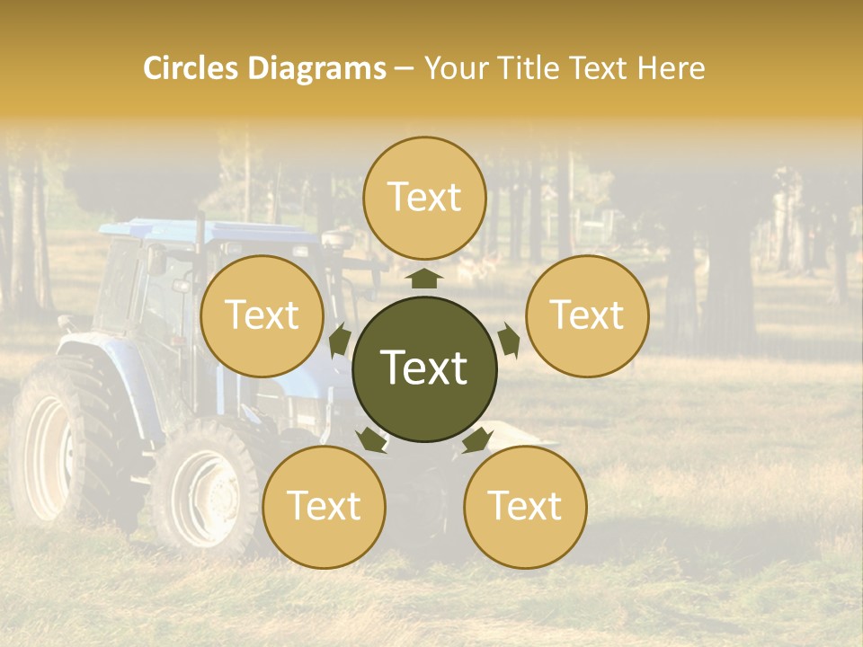 A Tractor In A Field With Trees In The Background PowerPoint Template