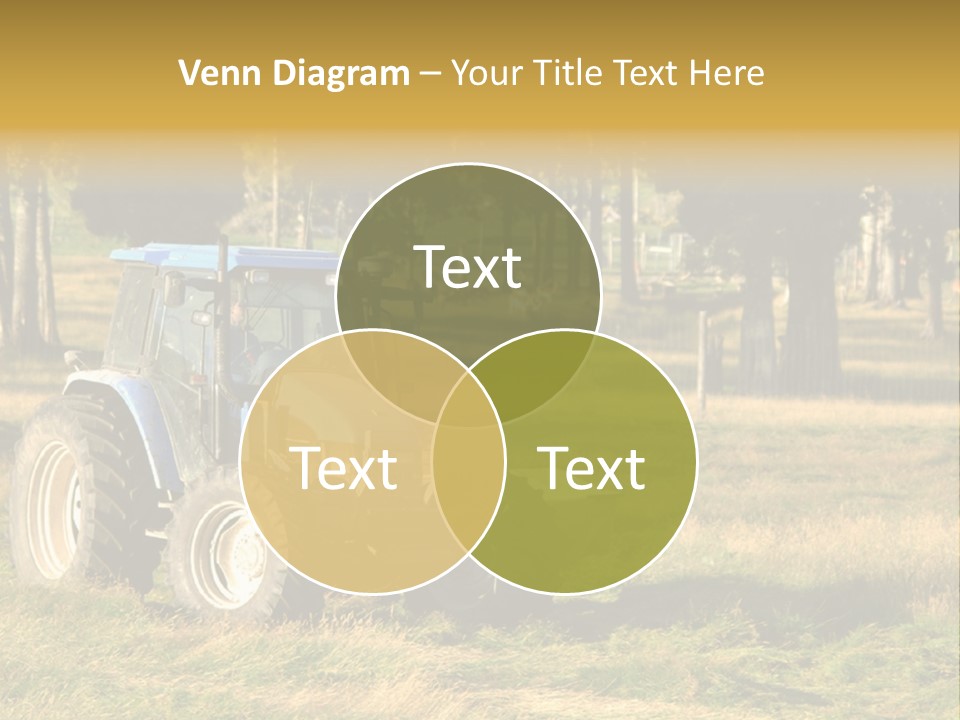 A Tractor In A Field With Trees In The Background PowerPoint Template