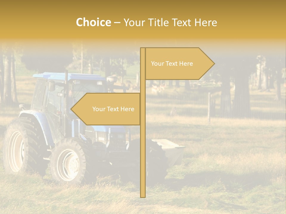 A Tractor In A Field With Trees In The Background PowerPoint Template