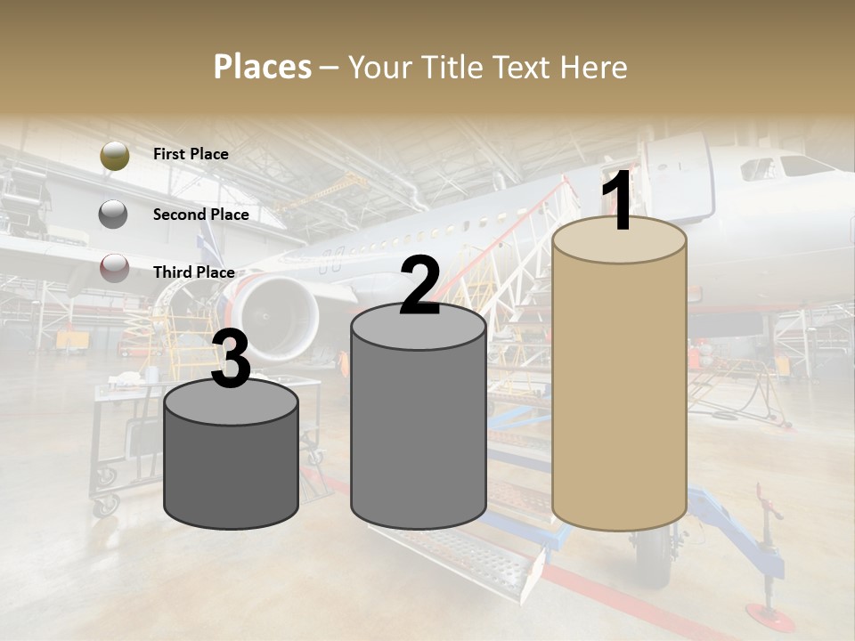 A Large Jetliner Sitting Inside Of A Hangar PowerPoint Template
