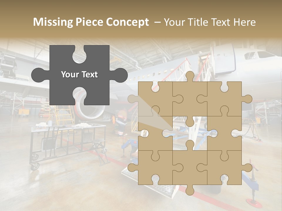 A Large Jetliner Sitting Inside Of A Hangar PowerPoint Template