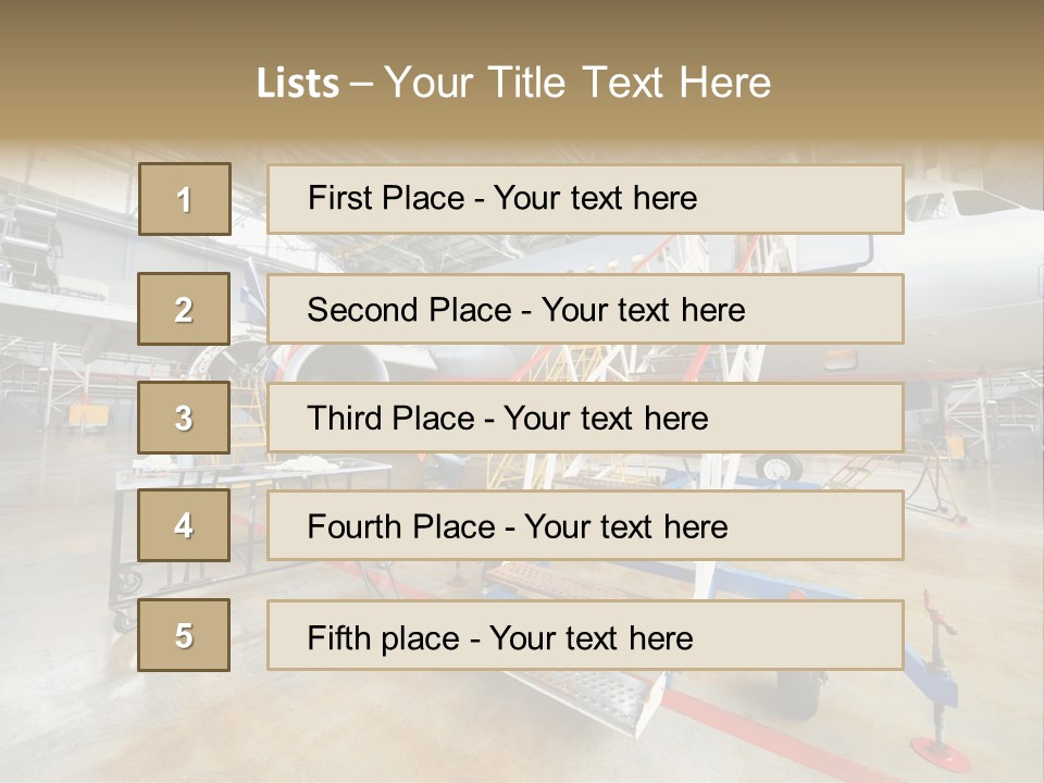 A Large Jetliner Sitting Inside Of A Hangar PowerPoint Template