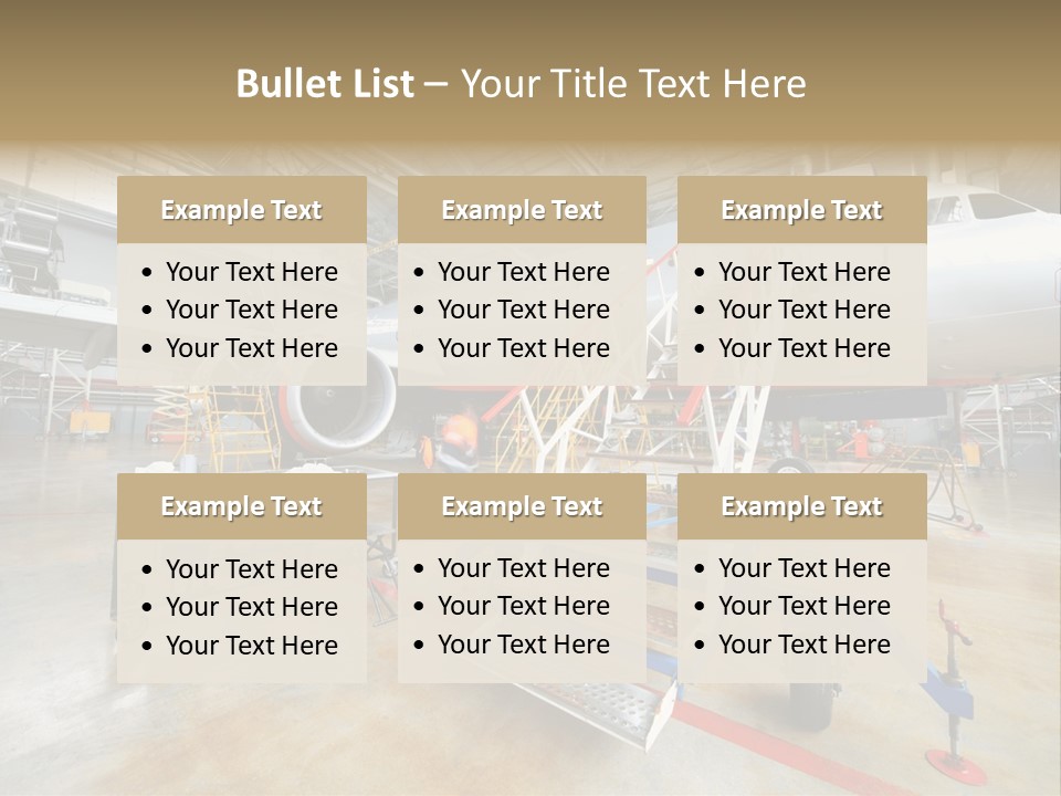 A Large Jetliner Sitting Inside Of A Hangar PowerPoint Template