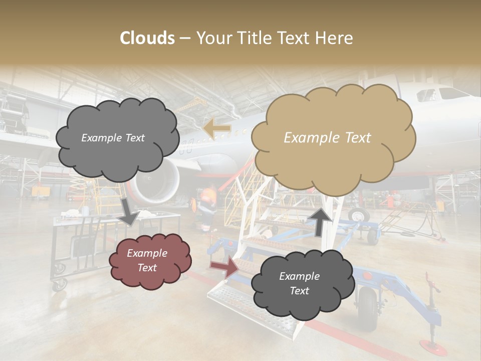 A Large Jetliner Sitting Inside Of A Hangar PowerPoint Template