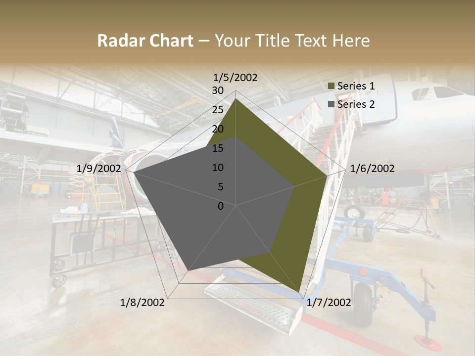 A Large Jetliner Sitting Inside Of A Hangar PowerPoint Template