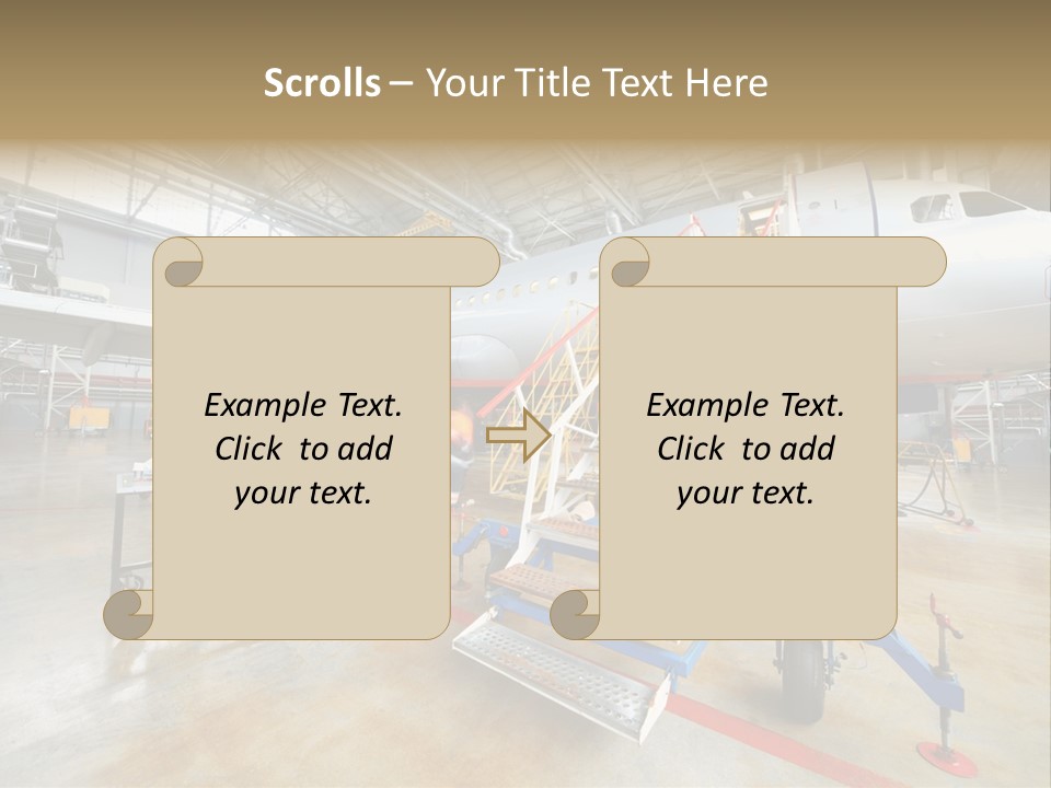 A Large Jetliner Sitting Inside Of A Hangar PowerPoint Template