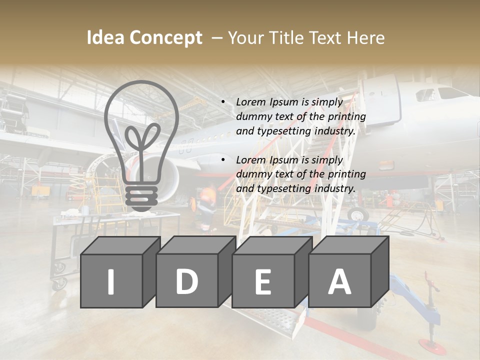 A Large Jetliner Sitting Inside Of A Hangar PowerPoint Template