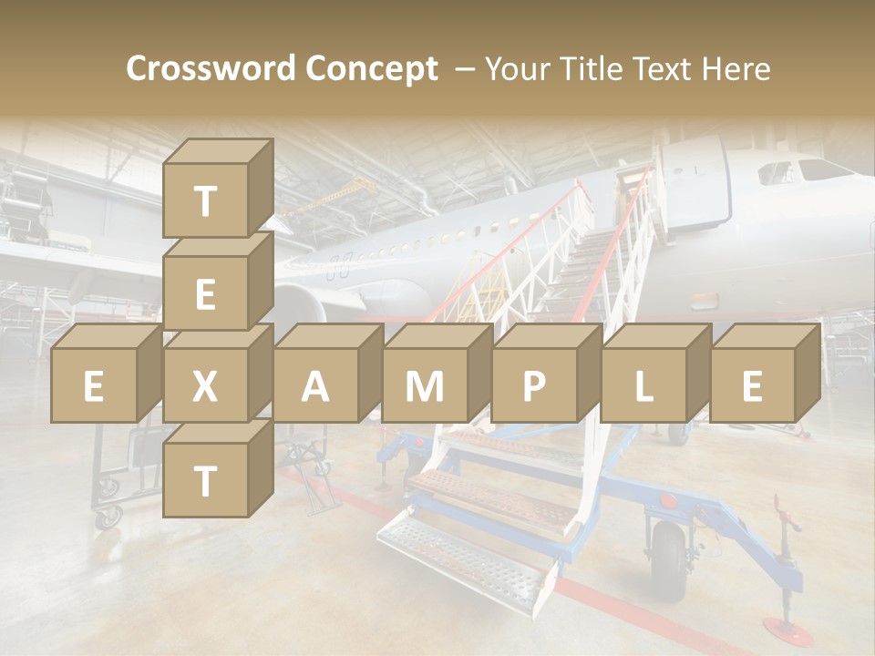 A Large Jetliner Sitting Inside Of A Hangar PowerPoint Template