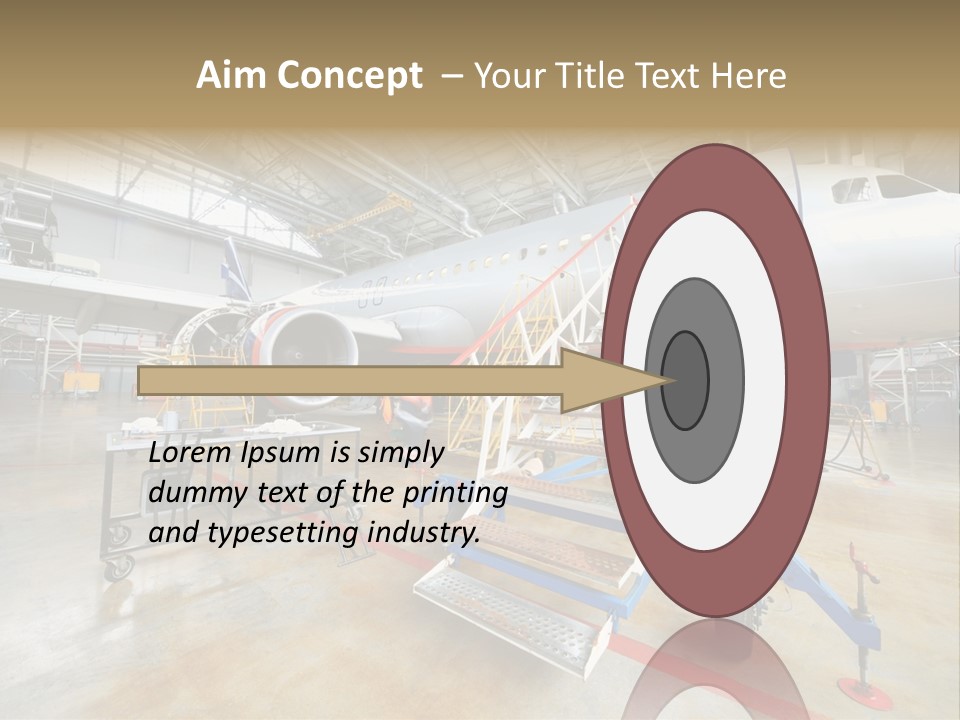 A Large Jetliner Sitting Inside Of A Hangar PowerPoint Template