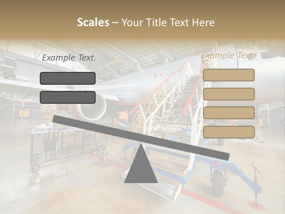 A Large Jetliner Sitting Inside Of A Hangar PowerPoint Template