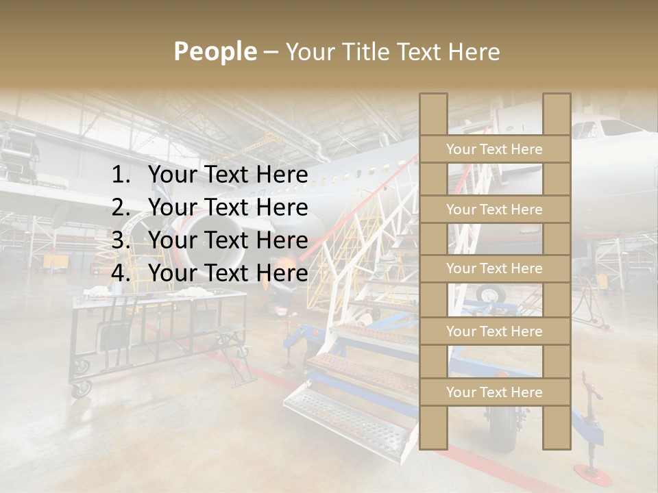 A Large Jetliner Sitting Inside Of A Hangar PowerPoint Template