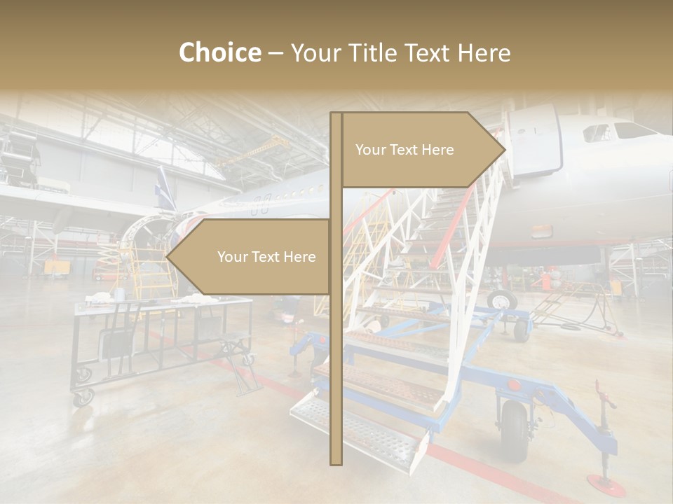 A Large Jetliner Sitting Inside Of A Hangar PowerPoint Template