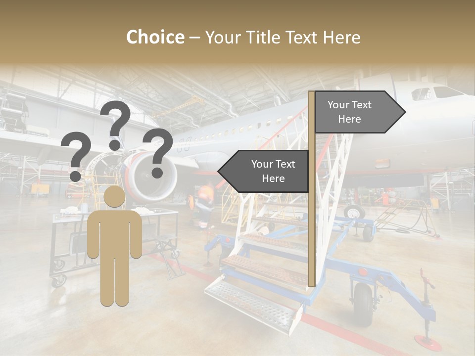 A Large Jetliner Sitting Inside Of A Hangar PowerPoint Template