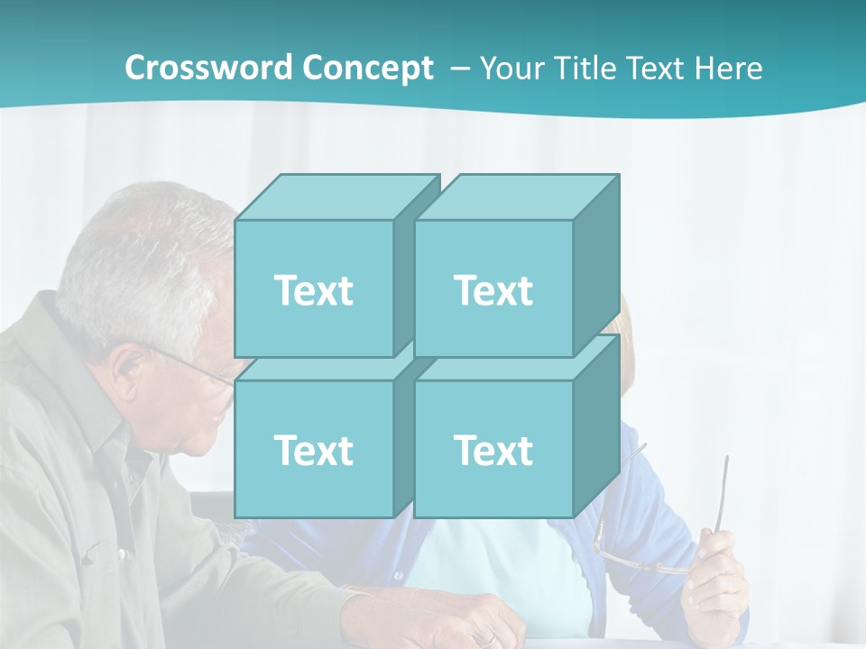A Man And Woman Sitting At A Table Writing On A Piece Of Paper PowerPoint Template