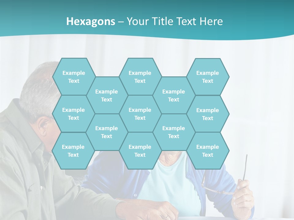 A Man And Woman Sitting At A Table Writing On A Piece Of Paper PowerPoint Template