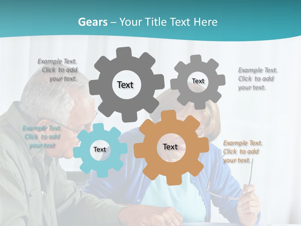 A Man And Woman Sitting At A Table Writing On A Piece Of Paper PowerPoint Template