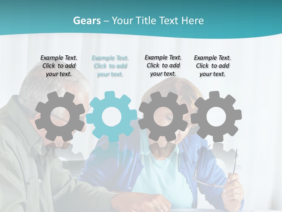 A Man And Woman Sitting At A Table Writing On A Piece Of Paper PowerPoint Template