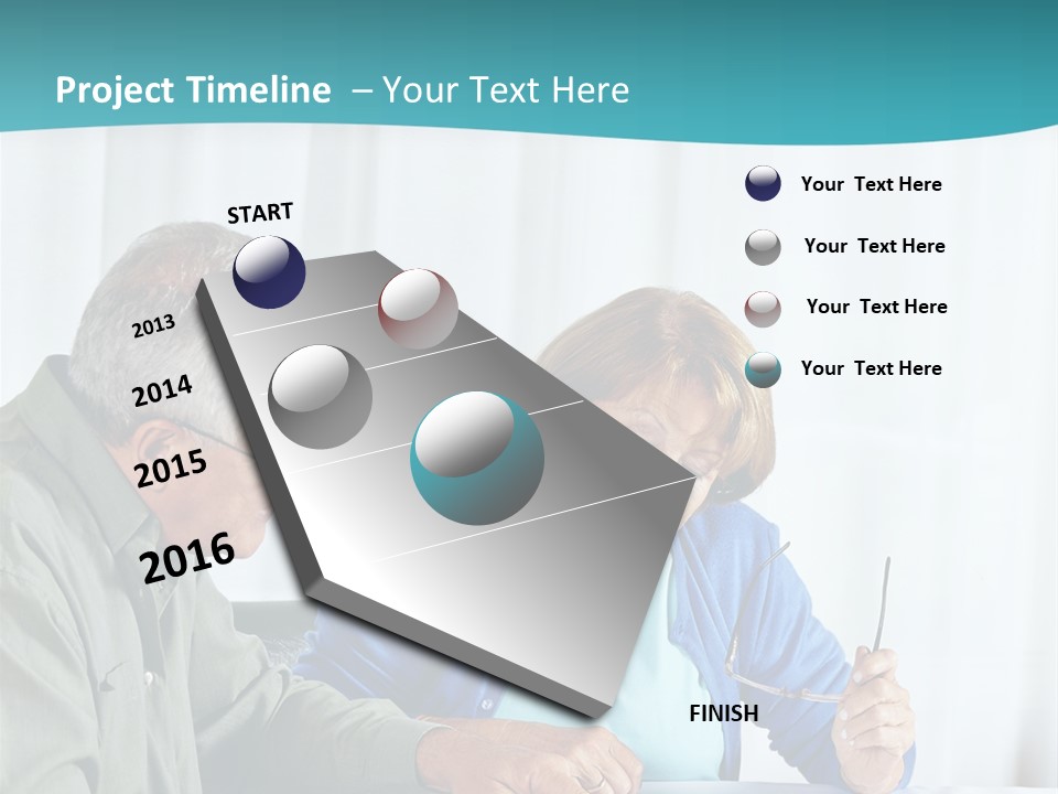 A Man And Woman Sitting At A Table Writing On A Piece Of Paper PowerPoint Template