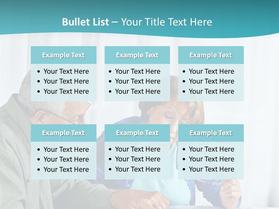 A Man And Woman Sitting At A Table Writing On A Piece Of Paper PowerPoint Template