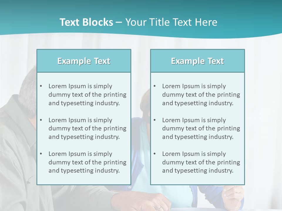 A Man And Woman Sitting At A Table Writing On A Piece Of Paper PowerPoint Template