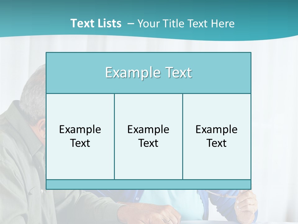 A Man And Woman Sitting At A Table Writing On A Piece Of Paper PowerPoint Template
