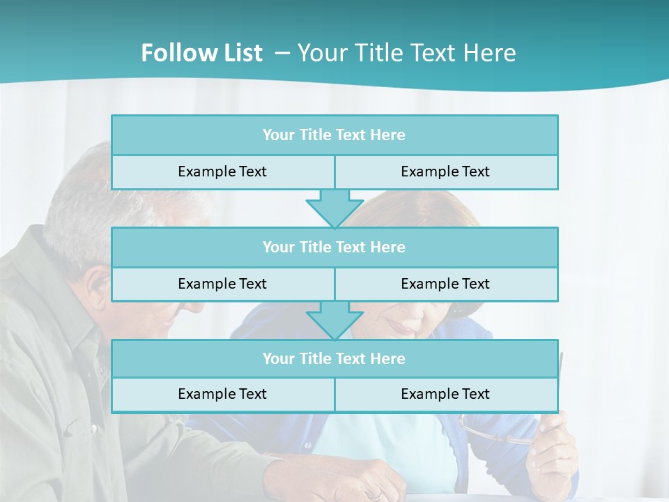 A Man And Woman Sitting At A Table Writing On A Piece Of Paper PowerPoint Template