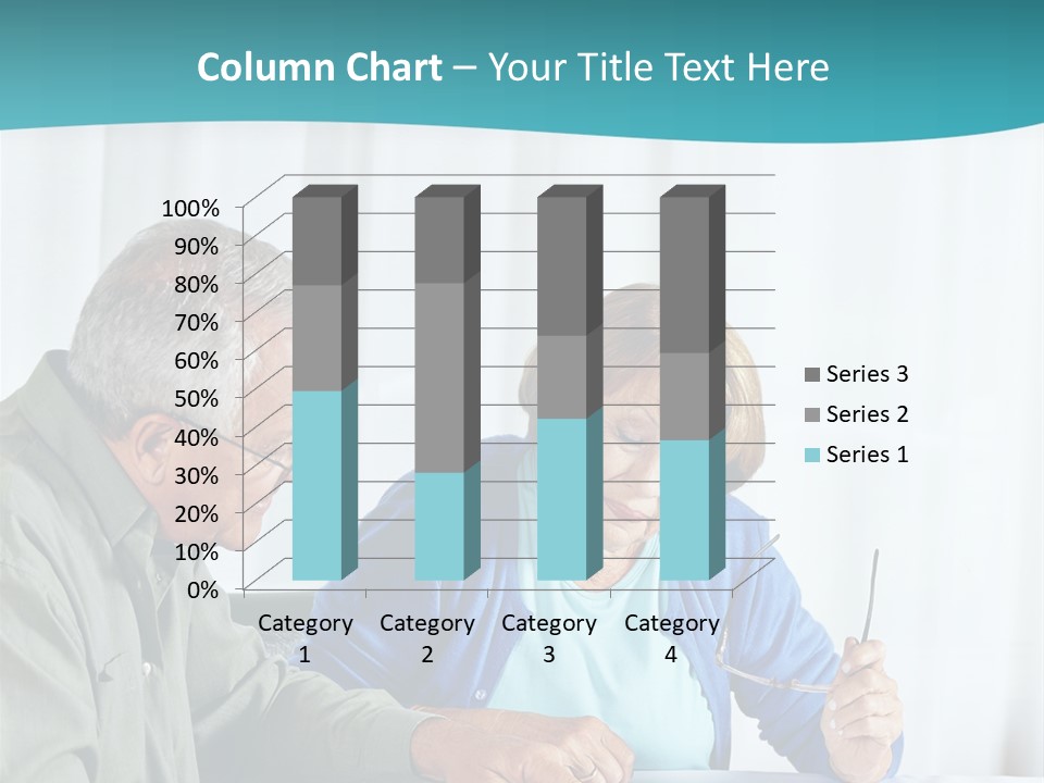 A Man And Woman Sitting At A Table Writing On A Piece Of Paper PowerPoint Template