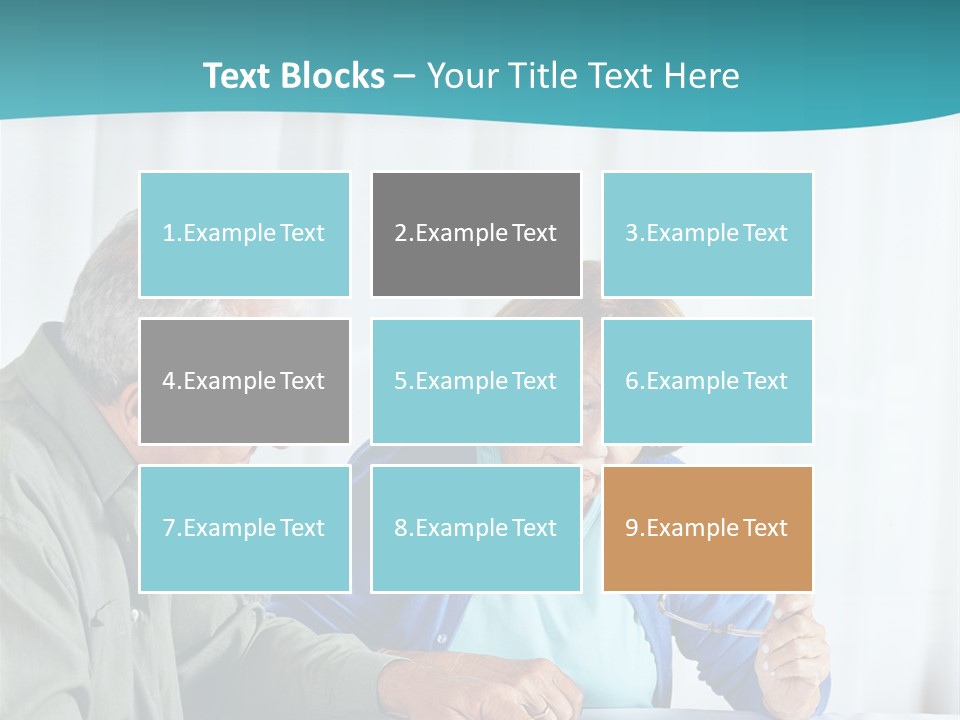 A Man And Woman Sitting At A Table Writing On A Piece Of Paper PowerPoint Template