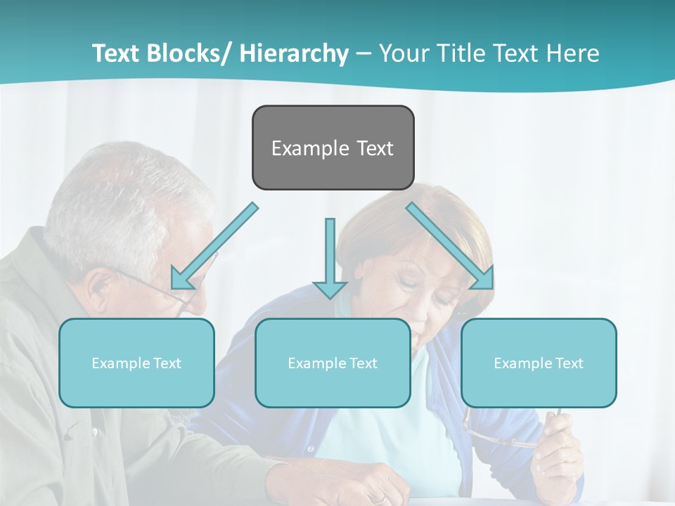 A Man And Woman Sitting At A Table Writing On A Piece Of Paper PowerPoint Template