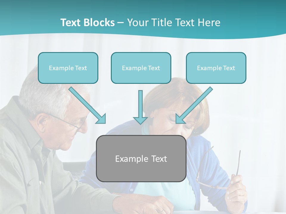A Man And Woman Sitting At A Table Writing On A Piece Of Paper PowerPoint Template