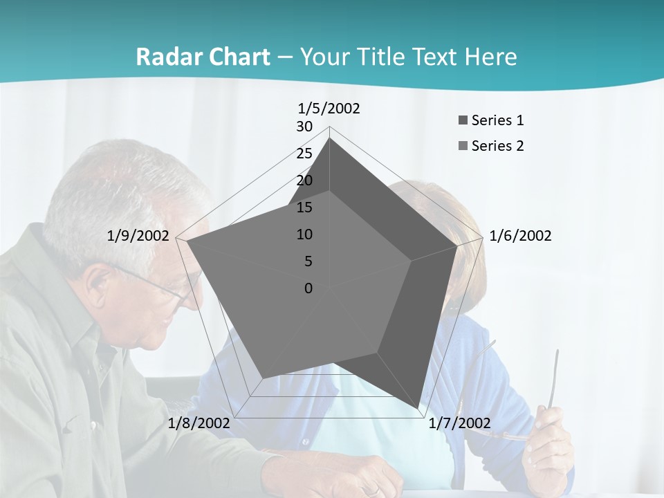 A Man And Woman Sitting At A Table Writing On A Piece Of Paper PowerPoint Template