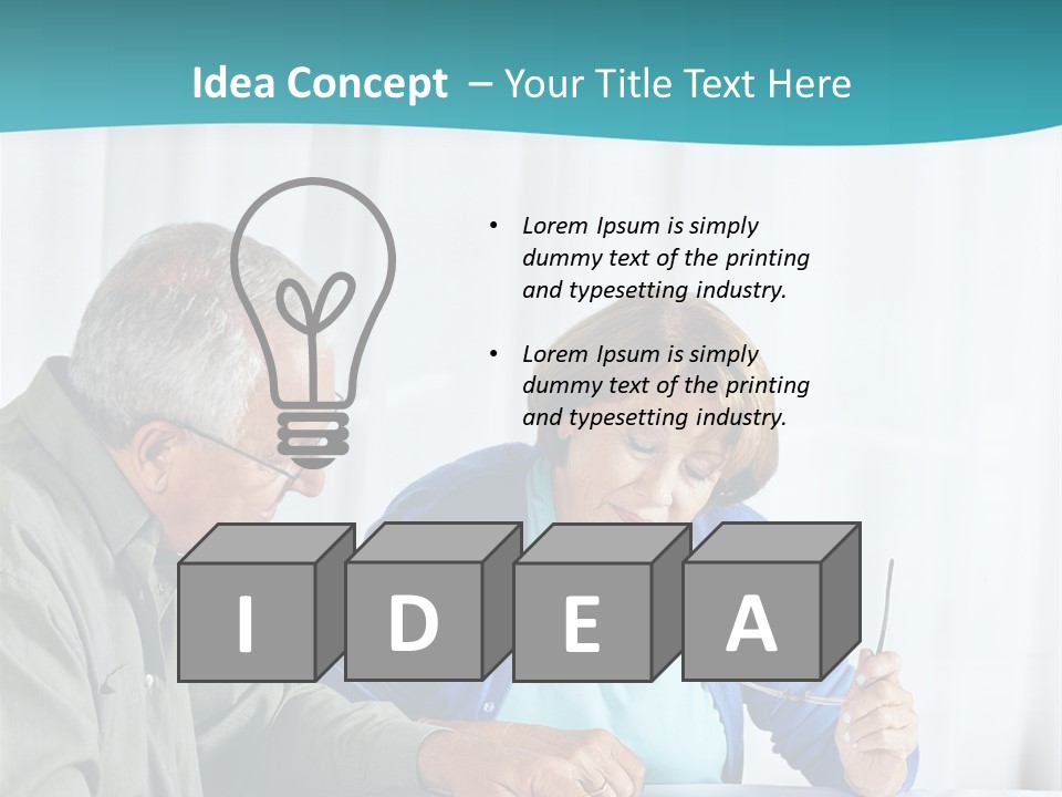 A Man And Woman Sitting At A Table Writing On A Piece Of Paper PowerPoint Template