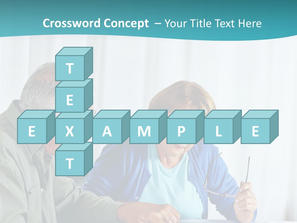 A Man And Woman Sitting At A Table Writing On A Piece Of Paper PowerPoint Template