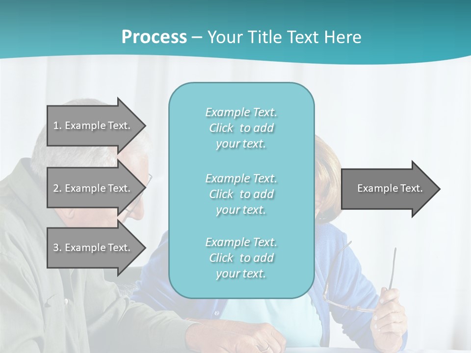 A Man And Woman Sitting At A Table Writing On A Piece Of Paper PowerPoint Template
