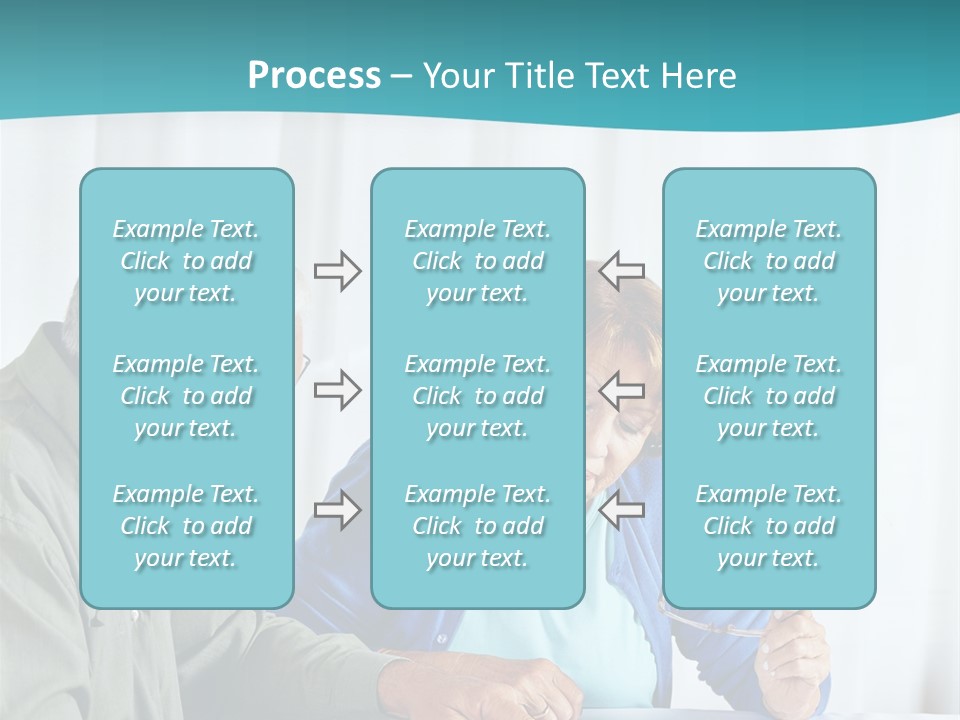 A Man And Woman Sitting At A Table Writing On A Piece Of Paper PowerPoint Template