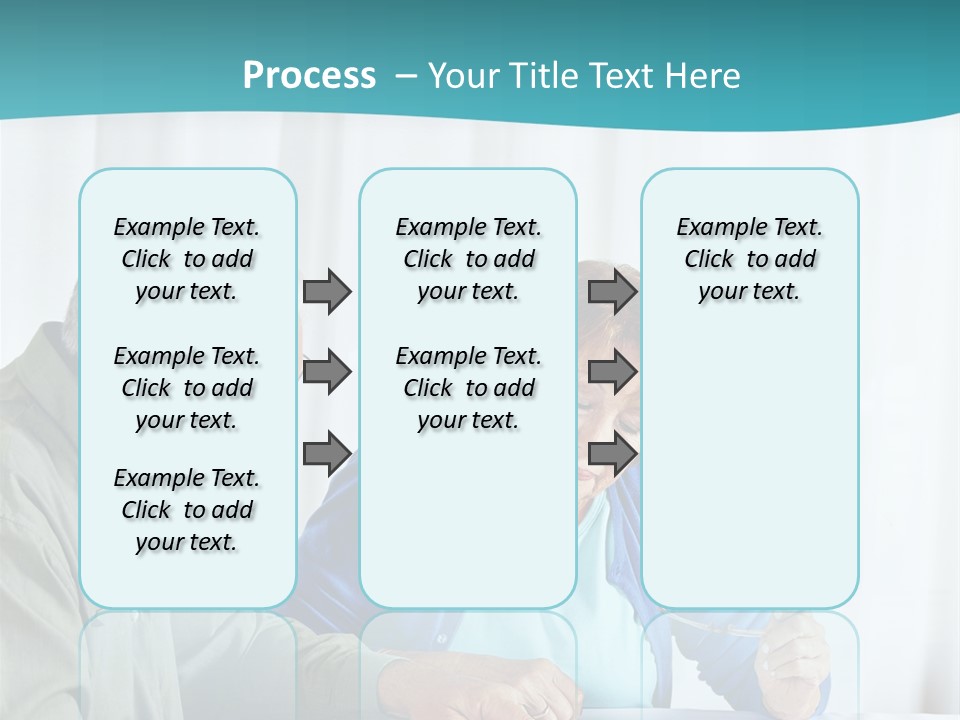A Man And Woman Sitting At A Table Writing On A Piece Of Paper PowerPoint Template