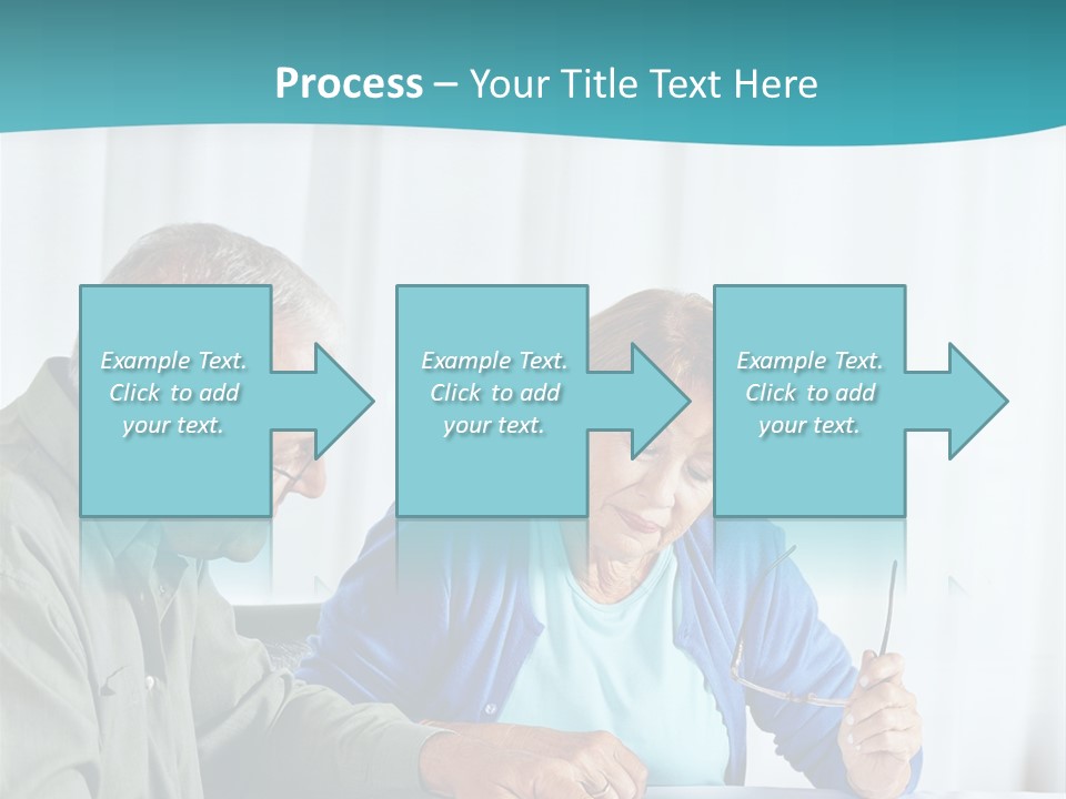 A Man And Woman Sitting At A Table Writing On A Piece Of Paper PowerPoint Template
